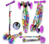 WeLLIFE |Scooter RGX| Monopattino per Bambini da 3 a 12 Anni| Monopattino Bambino 3 Ruote Luminose a LED| Monopattino Bambina con Impugnatura Regolabile in Altezza| Carico Massimo 80 kg (VIOLA)