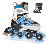 WeLLIFE SK-Line Pro | Pattini in Linea Regolabili per Bambini e Bambine | Ruote LED Luminose | Pattini Comodi e Robusti con Borsa Inclusa | Ideali per Principianti - taglia M (35-38)