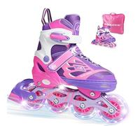 WeLLIFE SK-Line Pro | Pattini in Linea Regolabili per Bambini e Bambine | Ruote LED Luminose | Pattini Comodi e Robusti con Borsa Inclusa | Ideali per Principianti - Taglia M (35-38)