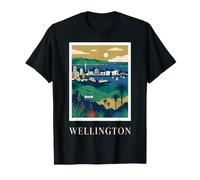 Wellington Nuova Zelanda Vintage Retro Harbor City Design Maglietta