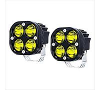 WELLIT Faro da lavoro a LED, 2 x 40 W, Proiettore LED da 7,6 cm, 12 V, 24 V, giallo, quadrato, extra riflettore, fendinebbia fuoristrada, per auto, trattore, moto, luci da pesca (5 x 7 cm, 40 W