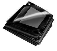 Wellmall-hula Telone di copertura in tessuto nero con occhielli, 260 g/m², impermeabile, per camion, antistrappo, per mobili da giardino, trampolino, auto, legno, barca, copertura (3 m x 3 m)