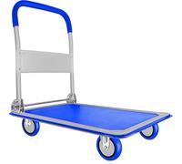 Wellmax, carrello a spinta con piattaforma mobile, pieghevole per una facile conservazione e ruote girevoli a 360 gradi con capacità di peso di 150 kg, colore blu