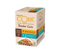 Wellness CORE Tender Cuts 6 x 85g, Multipack Pollo/Salmone - Morbidi Pezzi per Gatti Adulti, Senza cereali, Naturale, Ipoallergenico, Ricco di Proteine, Alto Contenuto di Carne,