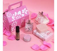 Wellness Self Care Gift Set with Soap, Solid Shampoo, Lip Balm and Essential Oil - Bloom and Bliss, Moroccan Morning or Lake Breeze - Luxury Pamper Gift Box (Bloom and Bliss)