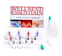 WellNest Essentials Set di coppettazione per terapia di massaggio, 12 tazze, set professionale per coppettazione cinese, per ridurre la cellulite, sollievo dal dolore muscolare, con pompa manuale