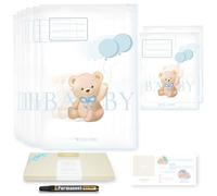Wellode® 8 Bustine Corredino Neonato Ospedale Teddy Bear, 6 Grandi e 2 Piccole - Sacchetti Cambio Neonato Riutilizzabili per Asilo e Viaggi - Idea Regalo Nascita Baby Shower e Lista Nascita Bebè
