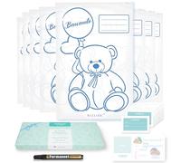 Wellode® 8 Bustine Corredino Neonato Ospedale Teddy Bear con Pennarello - Sacchetti Cambio Neonato Riutilizzabili per Asilo e Viaggi - Idea Regalo Nascita Baby Shower e Lista Nascita Bebè