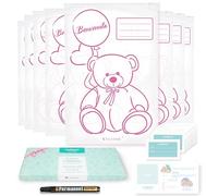 Wellode® 8 Bustine Corredino Neonato Ospedale Teddy Bear con Pennarello - Sacchetti Cambio Neonato Riutilizzabili per Asilo e Viaggi - Idea Regalo Nascita Baby Shower e Lista Nascita Bebè