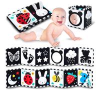 WELLODE Libro Alto Contrasto Neonati - Design Scientifico Montessori - Tessuto Premium, Morbido e Sicuro - Libro Bianco e Nero Neonati - Ideale per Sviluppo Visivo e Tummy Time (0-12 Mesi)