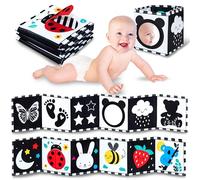 WELLODE Libro Sensoriale Neonati in Stoffa - Libro Bianco e Nero Neonati Montessori - Ultra Morbido, Sicuro e Lavabile, Ideale per Sviluppo Visivo e Tummy Time (0-12 Mesi)