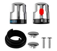 Wellrun 1 coppia di rubinetti termostatici per miscelatore caldo e freddo, maniglie di ricambio per rubinetti miscelatore doccia, manopole di controllo della valvola del rubinetto con anello di