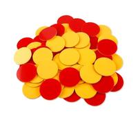 Wellrun 100 chip di conteggio in plastica, contatori matematici a doppia faccia rosso e giallo per giochi di bingo, risorse di apprendimento in ettoni per ordinamento, aggiunta, sottrazione