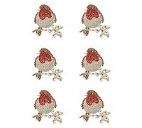 Wellrun 6 spille rosse a forma di pettirosso, graziose spille a forma di animale, in lega, con strass scintillanti, accessori per Natale, Capodanno, feste, cappotti, sciarpe, cappelli, borse