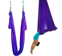 WELLSEM® 5,5 Yards (5 m/Set) Elastico Yoga Pilates Amaca con moschettone a Margherita e Guida (Viola Intenso)