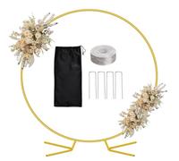 WellSign Supporto per sfondo ad arco per feste, kit di supporto per arco a palloncino in metallo, rotondo, color oro, per matrimoni, feste di compleanno, addio al nubilato, anniversari, cerimonie