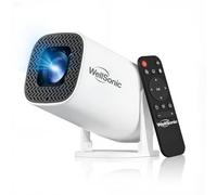 WellSonic Mini proiettore con Wifi e Bluetooth, 4K Protable Smart Proiettore Android 14, schermo da 130 pollici Auto Keystone Movie Proiettore compatibile con HDMI Phone TV Stick per camera da letto