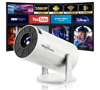 WellSonic Mini proiettore con WiFi e Bluetooth, proiettore cinematografico portatile supporto 4K, Keystone automatico, rotazione di 210°, schermo da 130 pollici, compatibile con HDMI Phone TV Stick