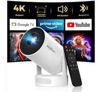 WellSonic Mini proiettore con WiFi e Bluetooth, proiettore portatile 4K con altoparlante da 5 W, Keystone verticale automatico e girevole a 180°, 200 Ansi Moive Proyector per camera da letto