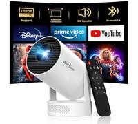 WellSonic Mini proiettore con WiFi e Bluetooth, proiettore portatile 4K con altoparlante da 5 W, Keystone verticale automatico e girevole a 180°, 200 Ansi Moive Proyector per camera da letto