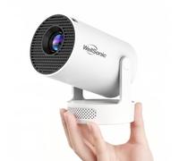 WellSonic Mini proiettore con WiFi e Bluetooth, proiettore portatile 4K con altoparlante da 5 W, Keystone verticale automatico e girevole a 180°, 200 Ansi Moive Proyector per camera da letto