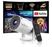 WellSonic Mini proiettore portatile compatibile 4K 200 Ansi con WiFi 6 e 5.2 Bluetooth, correzione automatica del trapezio, rotazione di 180°, supporto HDMI USB PC