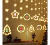 WELLTE Lot de 10 Guirlandes lumineuses LED de Noël - 3 m - 8 Modes - Rideau lumineux de Noël avec Télécommande - Décoration de Fenêtre Suspendue - IP44 - Étanche - Pour l'intérieur et l'extérieur