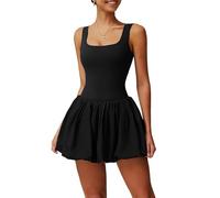 Wellwits Vestito da tennis Skort da donna a sbuffo, pantaloncini integrati, Patchwork Running Fitness Athleisure, Nero , XXL