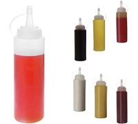 WELLXUNK 6 pz Bottiglia di Salsa, 8 oz Spremere Bottiglia di condimento, Bottiglia di Salsa di Plastica Usato per Senape, Maionese, Olio d'oliva, Salsa Barbecue, Senza BPA
