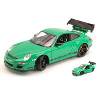 WELLY 1/18 PORSCHE 911 GTR 3 RS 2007 VERDE STRIPES MODELLINO STATICO DIECAST