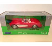 Welly 1957 Chevrolet Corvette Convertible Rosso 1:24 Scala 29393R Nuovo