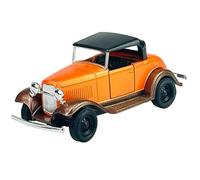 Welly 98875 - Modellino di auto compatibile con Ford Model A Roadster arancione con marrone Cabrio con Soft Top 1928-1931, circa 1/34-1/39, in metallo