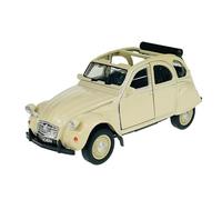 Welly Citroen 2cv Cabrio Aperto Beige 1949-1990 ca 1/34-1/39 Metallo Modello Auto The Cast Nuovo in Scatola