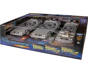 Welly Diecast Car Models Back To The Future 1, 2, 3 Trilogy Delorean Time Machine Set auto, scala 1/24, Argento, 22400-3G
