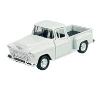 Welly modello auto compatibile con 1955 Chevrolet Chevy C Series Stepside Pick-up bianco ca 1/34-1/39 Metal Model Auto Die Cast Nuovo in scatola