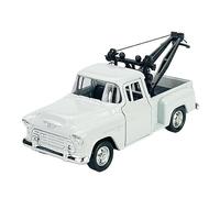 Welly modello auto compatibile con Chevrolet Chevy C serie Stepside Pick-up bianco con rimorchio struttura ca 1/34-1/39 Metal Model Auto Die Cast Nuovo in scatola