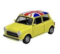 Welly modello auto compatibile con Mini Cooper 1300 giallo con UK ca 1/34-1/39 metallo Die Cast 43609
