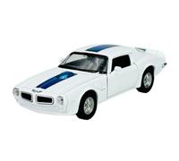 Welly Modello Auto Compatibile con Pontiac Firebird Trans Am Coupe Bianco con Blu 2° generazione 1970-1974 ca 1/34-1/39 Metal Model Auto Die Cast 43735