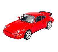 Welly modello auto compatibile con Porsche 911 964 Turbo Coupe rosso 1988-1994 ca 1/34-1/39 Metal Model Auto Die Cast Nuovo in scatola
