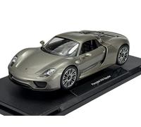 Welly Modello Auto Compatibile con Porsche 918 Spyder Grigio Argento Dal 2013 ca 1/18 1:18 Metallo Modello Auto Die Cast Nuovo in Scatola 18051