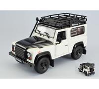 Welly WE22498SPWHITE LAND ROVER DEFENDER WHITE/BLACK W/ROOF RACK 1:24 Modellino