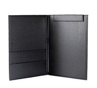 WELLYUK - Portablocco in pelle PU, per ufficio in formato A4, con clip per documenti e biglietti da visita, blocco magnetico per conferenze con portapenne (nero, 48,3 x 33 cm)
