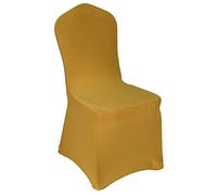 WELMATCH Coprisedia in spandex dorato, 50 pezzi, per banchetti, eventi di nozze, feste, decorazioni universali, elastiche, ideali (oro, 50)