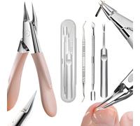 Welnax Nailpro Guard - For Ingrown & Thick Nails with Permanently Sharp Steel Blade, 30° Pivoting Head & Non-Slip Grip - 3PCS Professional Clippers Set for Pain-Free Toenail/Fingernail Care (Red)