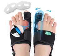 Welnove Bunion Corrector - Orthopedic Bunion Splint - Big Toe Separator Pain Relief for Women & Men - Bunion Correction Toe Straightener with Non-slip Strap, Day Night Support (Black, 4 Count)
