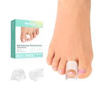 Welnove Hammertoe Corrector - 6 Pack Gel Toe Straighteners for Bent, Curled & Crooked Toes, Day & Night Comfort, Clear, Large