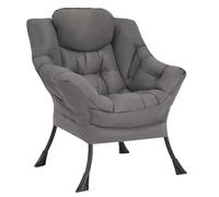 Welnow Sedia Salotto Poltrona Moderna Lettura Poltrona con Braccioli e Tasca Laterale, Divano Imbottito per Piccoli Stanze, Camera da Letto Grigio Scuro