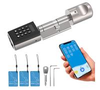 WELOCK PCB41 serratura smart con password, cilindro europeo regolabile da 50 a 100 mm con Bluetooth, password, scheda RFID, pulsante e WIFIBOX per l'accesso remoto allo sblocco (Argento, PCB41)