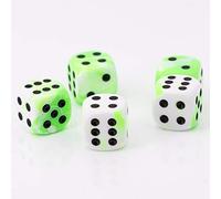 WeLoveBeads d6 Dadi Neon Verde/Nero - Fatto in Germania! - 5 Pezzi
