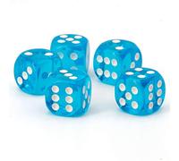 WeLoveDice 16mm D6 da dadi turchesi blu trasparente/bianco - fatto en germania! - 5 pezzi